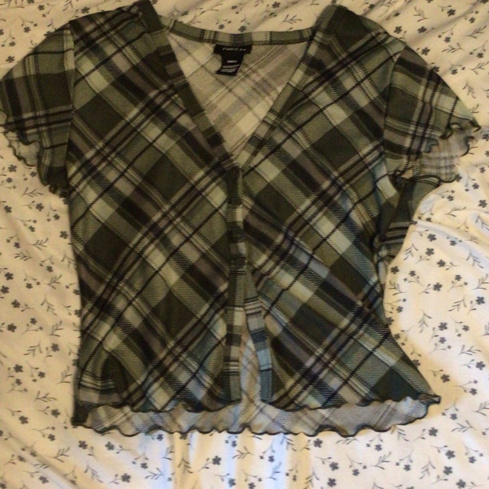 Plaid V-Neck Top